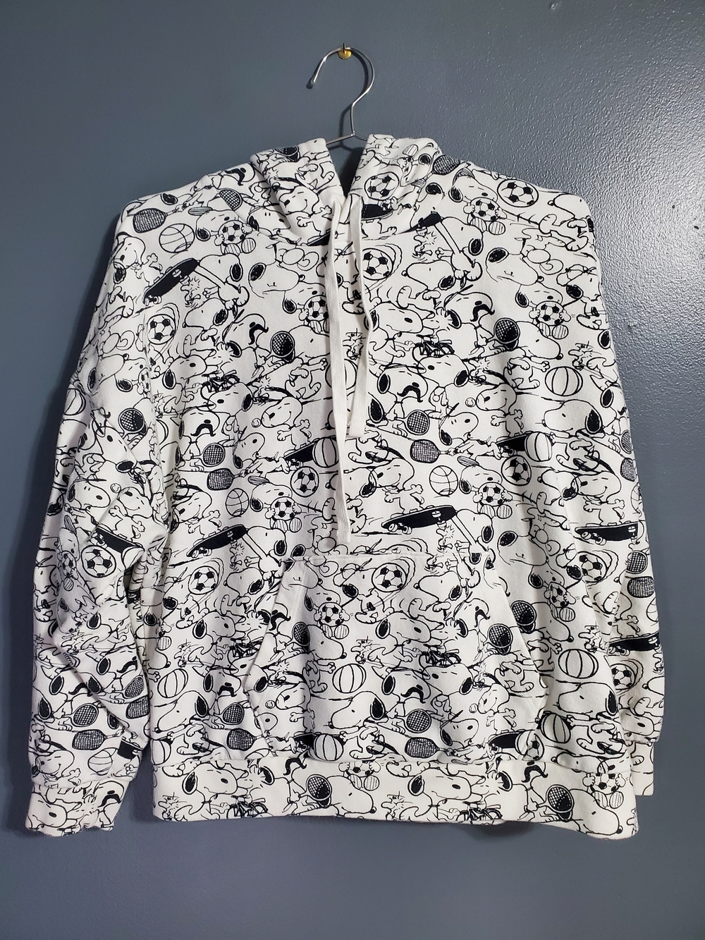 Levi's White Black Peanuts Snoopy Graphic Pullover Sweatshirt Hoodie Men's SZ M